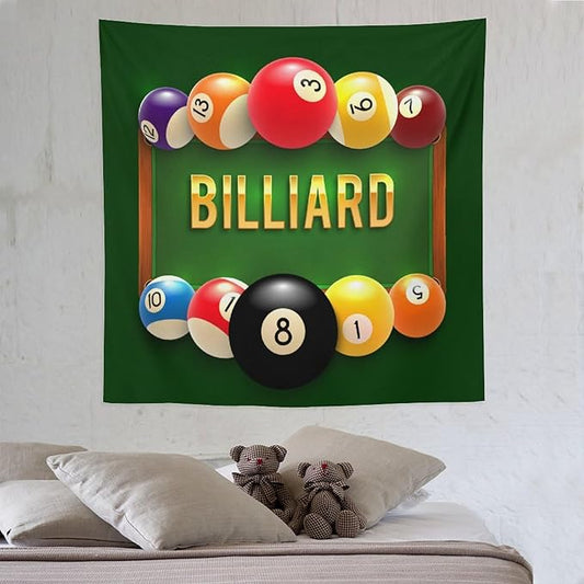 ZhiRain Snooker Billiards Tapestry Wall Hanging Modern Sports Theme Billiard Eight Ball Tapestries Home Decor for Living Room Bedroom Farmhouse Apartment Dorm 60"x60"