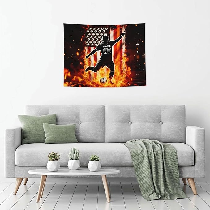 Zufygsni Personalized Sports Theme Wall Tapestry Custom Name With Number Decor For Bedroom Room And Dorm
