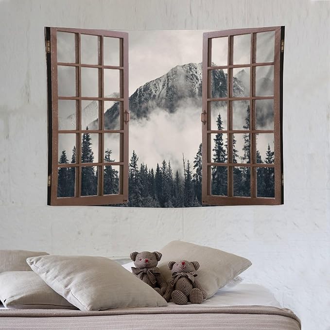 ZhiRain National Parks Landscape Tapestry Wall Hanging Canadian Smokey Mountain Cliff Outdoors Scenery Tapestries Home Decor for Living Room Bedroom Apartment Farmhouse Dorm 30"x40"