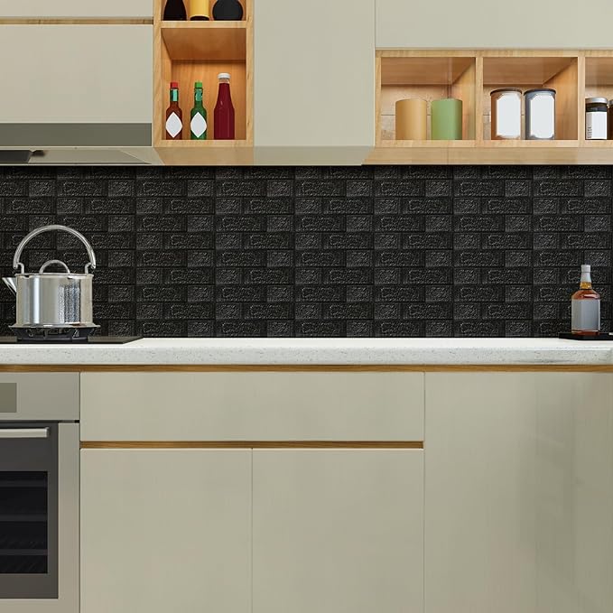 30PCS 3D Wall Panels Peel and Stick Foam, Self-Adhesive Decorative 3D Brick Wallpaper Wall Covering, Faux Stone Wall Panel Foam Brick for Living Room, Kitchen, Bathroom