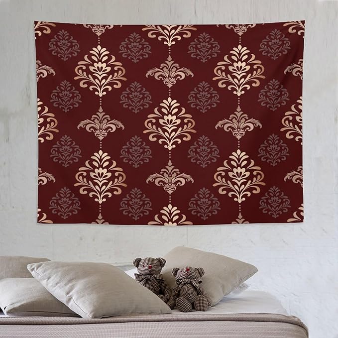 ZhiRain Vintage Damask Floral Tapestry Wall Hanging Oriental Antique Gothic Bohemia Floral Tapestries Home Decor for Living Room Bedroom Farmhouse Apartment Dorm 60"x80"