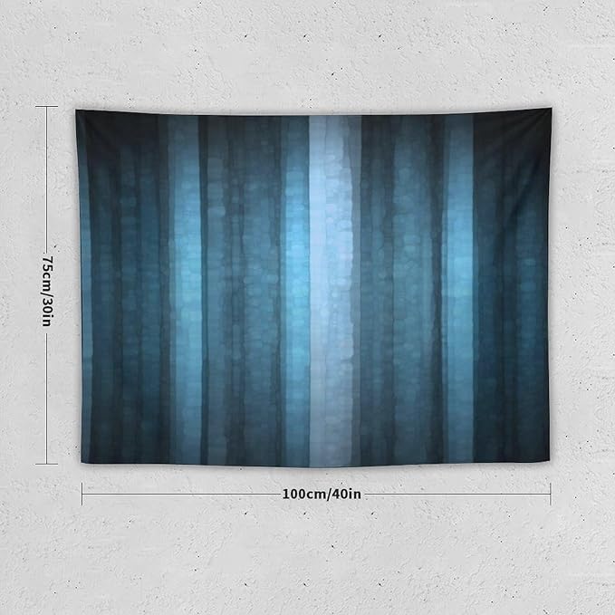 ZhiRain Blue Striped Tapestry Wall Hanging Modern Elegant Neon Blue Abstract Mosaic Glass Texture Dark Stripe Art Tapestries Home Decor for Living Room Bedroom Apartment Farmhouse 30"x40"