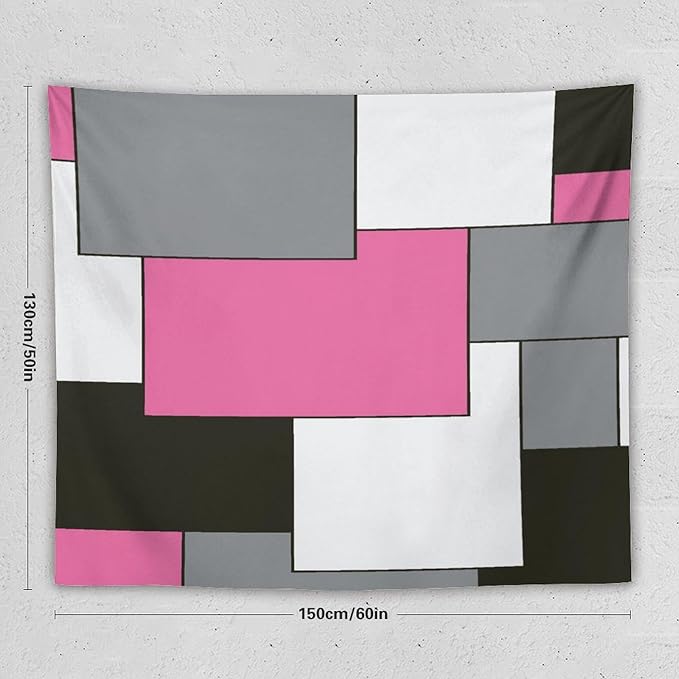 ZhiRain Modern Pink Tapestry Wall Hanging Pink And Gray Black Tapestries Home Decor for Living Room Bedroom Farmhouse Apartment Dorm 50"x60"