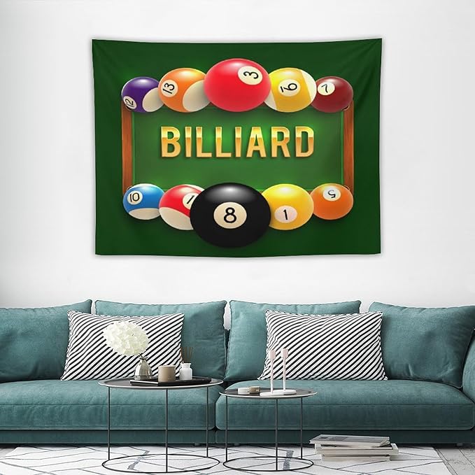 ZhiRain Snooker Billiards Tapestry Wall Hanging Modern Sports Theme Billiard Eight Ball Tapestries Home Decor for Living Room Bedroom Farmhouse Apartment Dorm 30"x40"