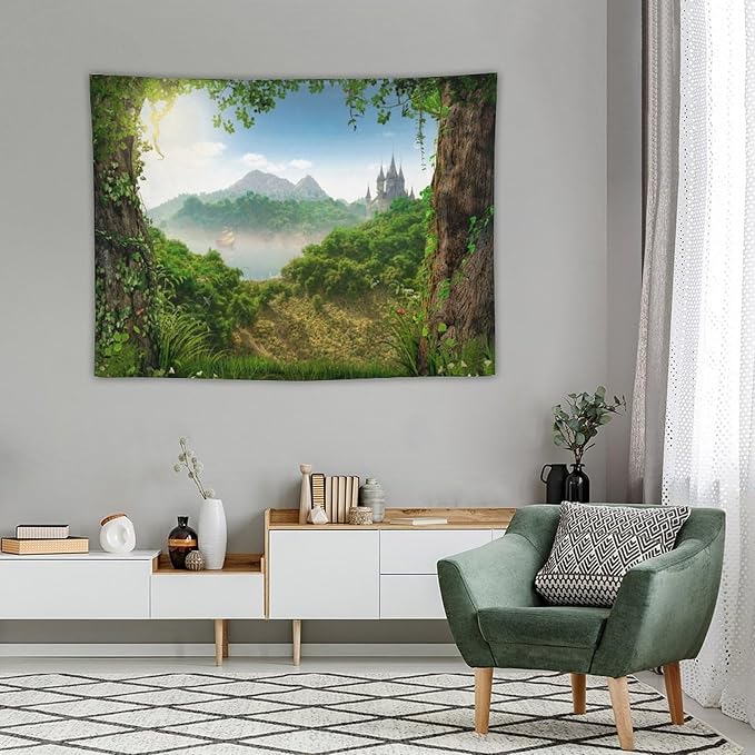 ZhiRain Fantasy Forest Tapestry Wall Hanging Beautiful Enchanting Fairy Tale Woodland Tapestries Home Decor for Living Room Bedroom Farmhouse Apartment Dorm 30"x40"