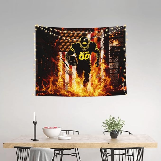 Zufygsni Personalized Sports Theme Wall Tapestry Custom Name With Number Decor For Bedroom Room And Dorm