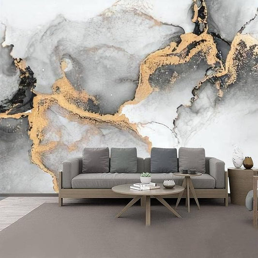 YTTBDBD Marble Photos 3D Mural, Black Gold Texture Wallpaper Wall Mural Sticker Home Decor for Bedroom Office Living Room Wall Artwork Decor-Not Peel and Stick-59 W x 39.4" H/150x100cm-Silk