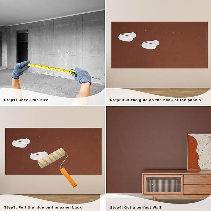 3D Wall Panels - 4PCS 47.2"x23.6" Faux Stone Wall Covering - MCM Modified Clay Material for Home Art, Accent Brick, Modern Exterior/Interior Decoration, Covering 31 sq.ft Slate Coffee Color