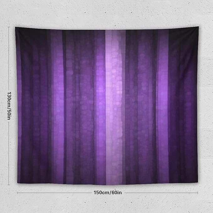 ZhiRain Purple Striped Tapestry Wall Hanging Abstract Mosaic Glass Texture And Dark Stripe Modern Neon Purple Art Tapestries Home Decor for Living Room Bedroom Apartment Farmhouse 50"x60"
