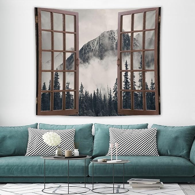 ZhiRain National Parks Landscape Tapestry Wall Hanging Canadian Smokey Mountain Cliff Outdoors Scenery Tapestries Home Decor for Living Room Bedroom Apartment Farmhouse Dorm 50"x60"