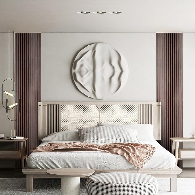 YLL YLL Wood Wall Panels Acoustic Wall Panels for Interior Wall Decoration Two 94.68" x 12.79" Wood Slat Paneling 3D soundproof Wall Panels Dark Walnut