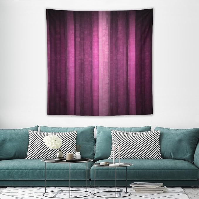 ZhiRain Pink Striped Tapestry Wall Hanging Hot Pink Neon Cute Abstract Mosaic Glass Texture And Dark Stripe Art Tapestries Home Decor for Living Room Bedroom Apartment Farmhouse 60"x60"