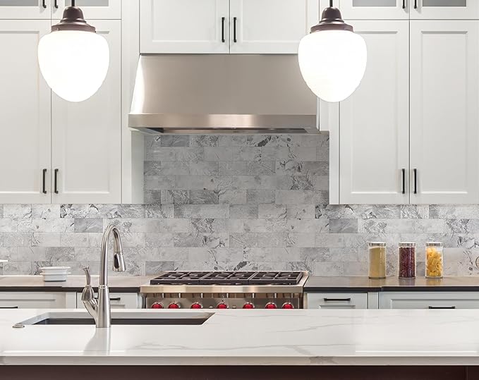 5-Pack Peel and Stick Tile Backsplash 12"X12" PVC Wall Tiles, Stick on Backsplash for Kitchen, Bathroom Tile, Fireplace Décor, Laundry Table, Stair Decals in Gray Stone