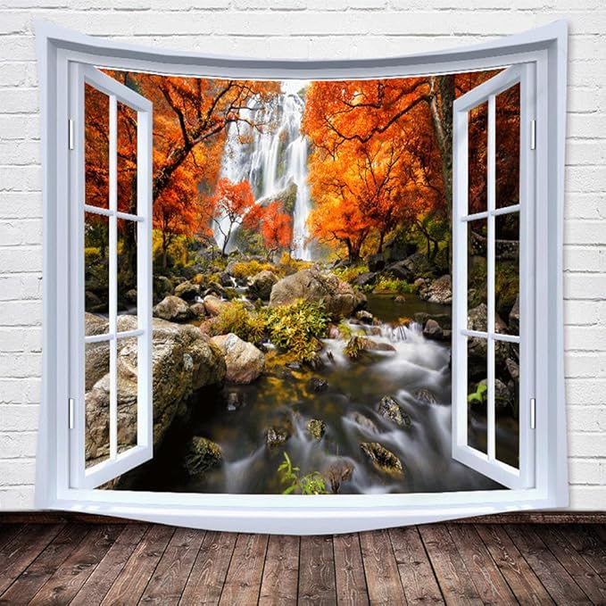 XIUYINHS Nature Forest Tapestry,Scenery Wall Mountain Tree Tapestry,for Home Office Dorm Indoor and Outdoor Decoration Large Size 59"(W) x59(L) GTCH(43)