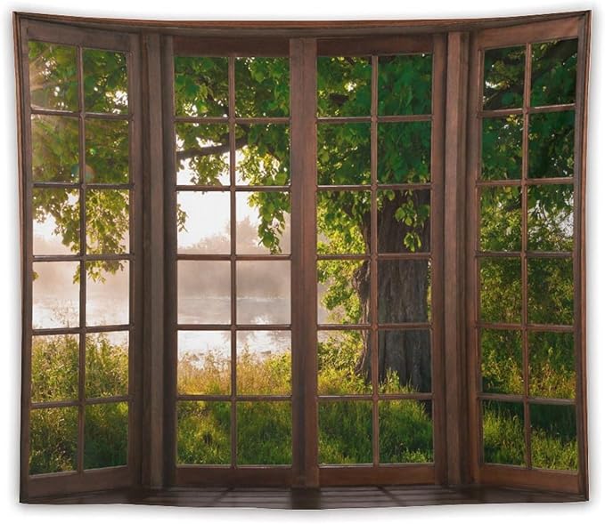 ZhiRain Tree Landscape Tapestry Wall Hanging Green Jungle Trees Nature Scenery Tapestries Home Decor for Living Room Bedroom Apartment Farmhouse Dorm 50"x60"