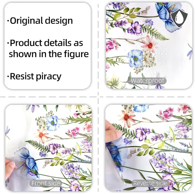 2 Pieces Purple Flowers Wall Decals Vinyl Purple Flowers Wall Stickers Removable Floral Art Murals Peel and Stick Colorful Decor for Girls Bedroom Living Room Nursery