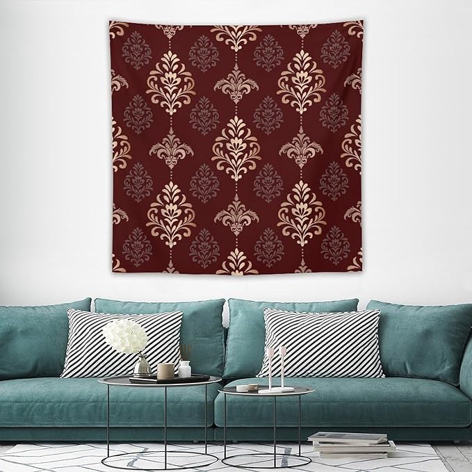 ZhiRain Vintage Damask Floral Tapestry Wall Hanging Oriental Antique Gothic Bohemia Floral Tapestries Home Decor for Living Room Bedroom Farmhouse Apartment Dorm 60"x60"