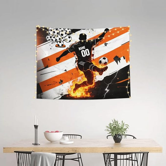 Zufygsni Personalized Sports Theme Wall Tapestry Custom Name With Number Decor For Bedroom Room And Dorm