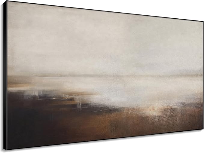 46"x72" XL Framed Wall Art - Decor Landscape Neutral Toned Horizon (Frame Assembly Required)