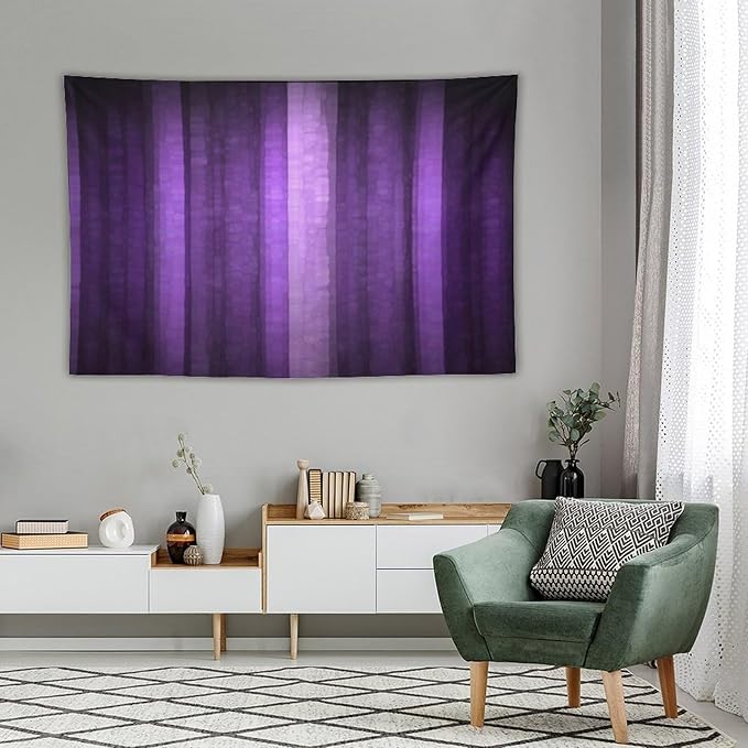 ZhiRain Purple Striped Tapestry Wall Hanging Abstract Mosaic Glass Texture And Dark Stripe Modern Neon Purple Art Tapestries Home Decor for Living Room Bedroom Apartment Farmhouse 40"x60"