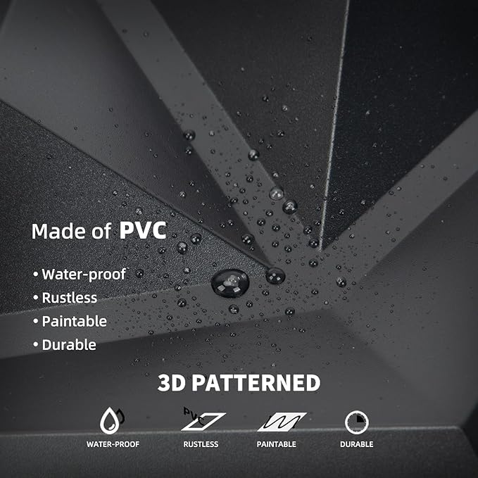 AMZDEPOT 50 Pack 3D Wall Panels for Interior Wall Decor, 3 Layout Options PVC Textured Wall Art Decor for Living Room Bedroom TV Background Gaming Room, 12''x12'', Black