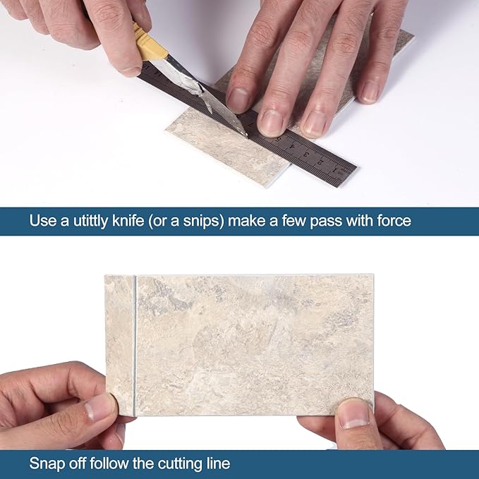 Yipscazo 100 Pieces Peel and Stick backsplash 3 x 6 Inches 3D PVC Composite Wall Tile Stick on Backsplash Tile for Kitchen Bathroom, Laundry Room, Fireplace in Beige Stone Texture