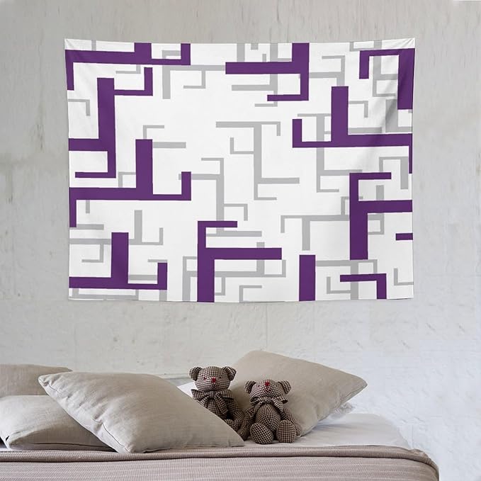 ZhiRain Purple And White Tapestry Wall Hanging Modern Geometric Spa Tapestries Home Decor for Living Room Bedroom Farmhouse Apartment Dorm 30"x40"