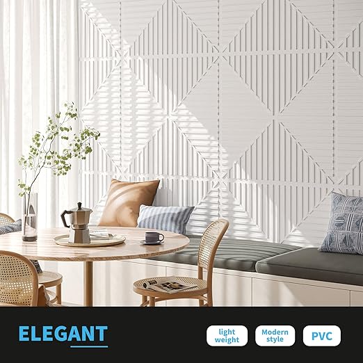 Art3d 24-Pack Drop Ceiling Tiles 2x2 FT, PVC 3D Textured Panels for Interior Wall Decor Living Room Bedroom Office, 24x24 Inch, White