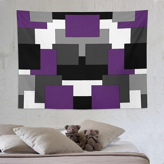 ZhiRain Purple And Black Tapestry Wall Hanging Gray White Geometric Silver Dark Abstract Square Art Tapestries Home Decor for Living Room Bedroom Apartment Farmhouse Dorm 60"x80"