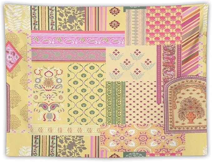 ZhiRain Patchwork Bohemian Tapestry Wall Hanging Colorful Boho Flower Floral Botanical Vintage Retro Indian Tapestries Home Decor for Living Room Bedroom Apartment Farmhouse Dorm 30"x40"