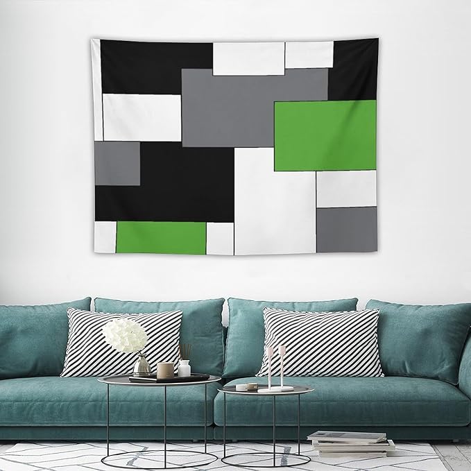 ZhiRain Black,Grey,Green,White Tapestry Wall Hanging Geometry Pattern Digital Print Multicolor Tapestries Home Decor for Living Room Bedroom Farmhouse Apartment Dorm 30"x40"