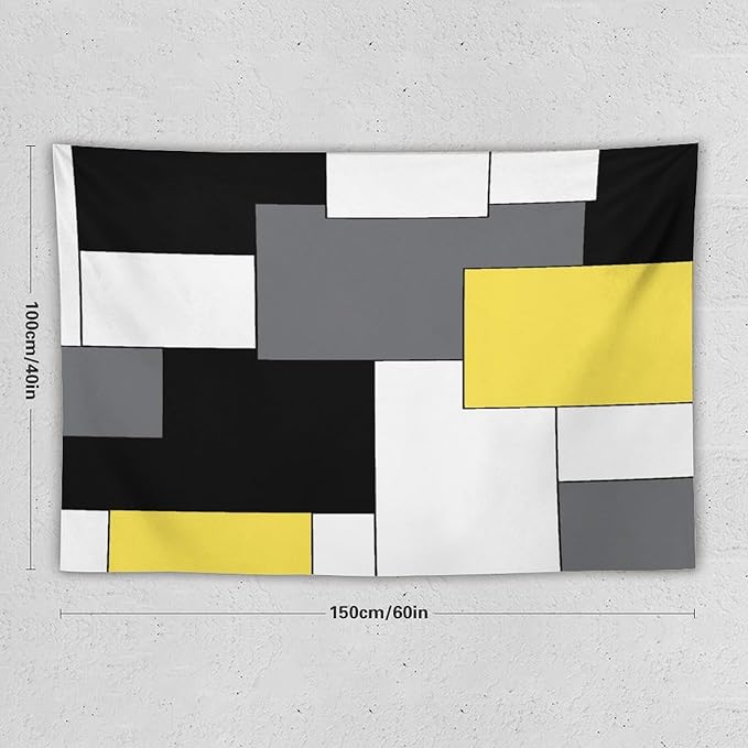 ZhiRain Black,Grey,Yellow,White Tapestry Wall Hanging Geometry Pattern Digital Print Multicolor Tapestries Home Decor for Living Room Bedroom Farmhouse Apartment Dorm 40"x60"