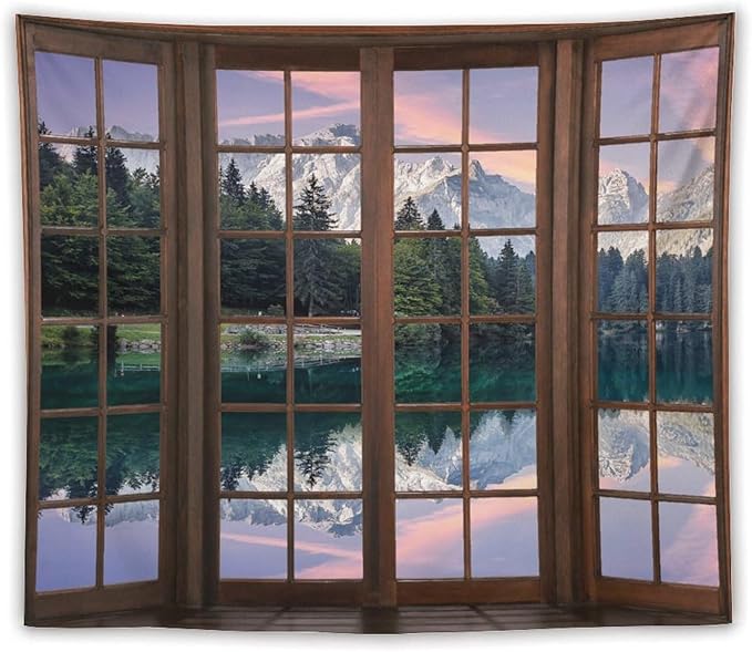 ZhiRain Beautiful Highlands Landscape Tapestry Wall Hanging Mountains Lake Colorful Sky Sunny Day Sunset Tapestries Home Decor for Living Room Bedroom Apartment Farmhouse Dorm 50"x60"