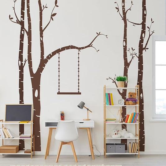 Yeysynana Giant Tree Wall Decals Large Birch Tree Woodland Forest Wall Art Peel and Stick DIY Wall Stickers for Nursery Kids Bedroom Playoom Living Room Home Decor (Brown)