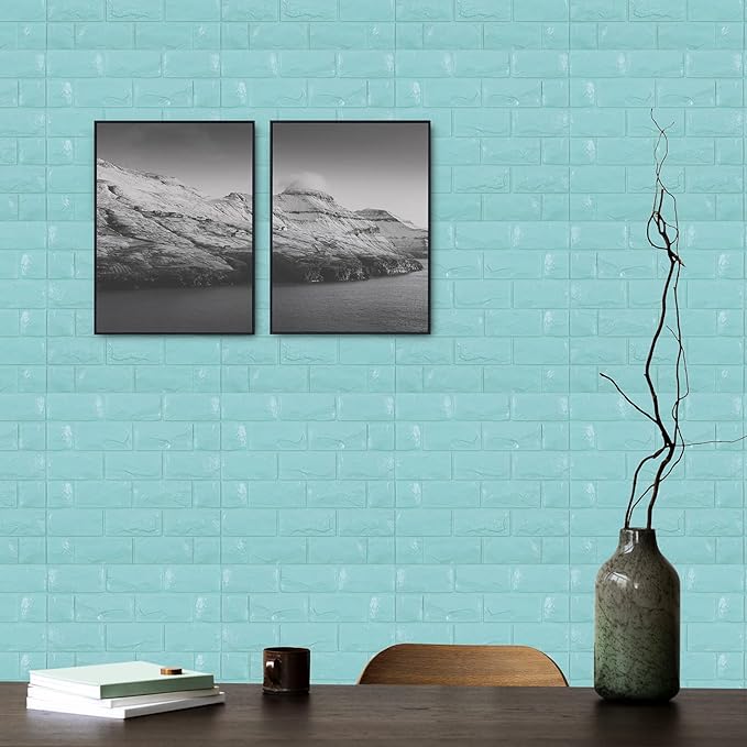 11PCS 3D Wall Panels Peel and Stick Faux Brick Wallpaper Blue Self Adhesive Foam Brick Paneling Faux Stone Wall Panels (11PCS, Blue)