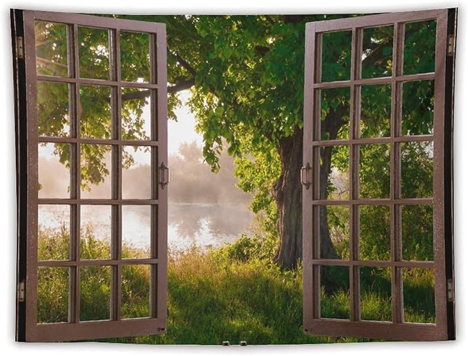 ZhiRain Tree Tapestry Wall Hanging Green Jungle Trees Nature Landscape Tapestries Home Decor for Living Room Bedroom Apartment Farmhouse Dorm 60"x80"