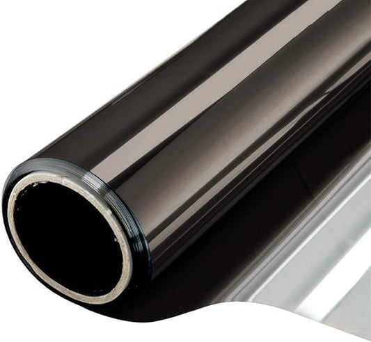 WPCTEV Window Film One Way Mirror Tint Daytime Privacy Static Cling Non-Adhesive Decorative Heat Control Anti UV Window Tint for Home and Office Black Silver 6 Mil 29.5 Inch x 13.1 Feet