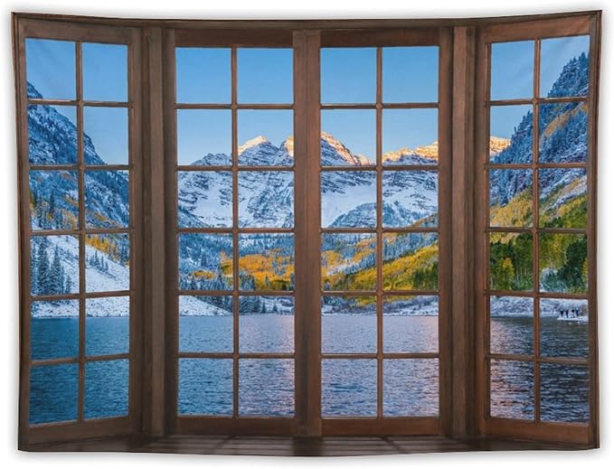 ZhiRain Snow Mountain Lake Landscape Tapestry Wall Hanging Colorado Winter Nature Scenery Tapestries Home Decor for Living Room Bedroom Apartment Farmhouse Dorm 30"x40"