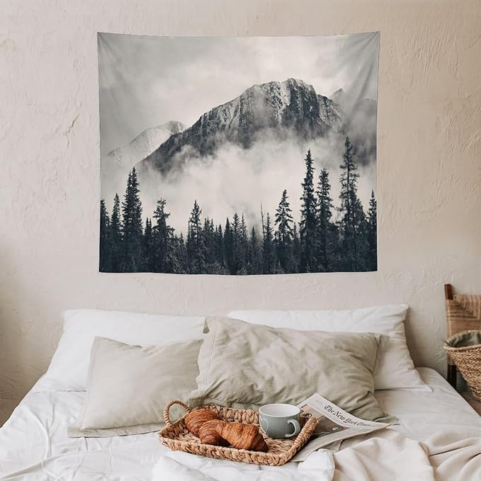 ZhiRain National Parks Tapestry Wall Hanging Canadian Smokey Mountain Cliff Outdoors Scenery Tapestries Home Decor for Living Room Bedroom Apartment Farmhouse Dorm 50"x60"