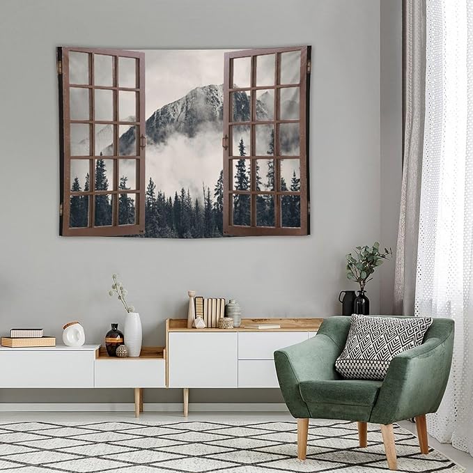 ZhiRain National Parks Landscape Tapestry Wall Hanging Canadian Smokey Mountain Cliff Outdoors Scenery Tapestries Home Decor for Living Room Bedroom Apartment Farmhouse Dorm 30"x40"