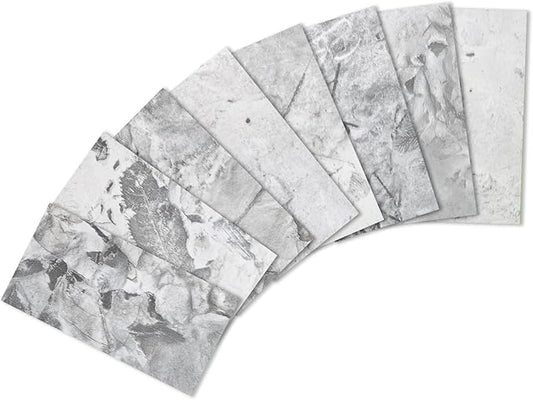 Yipscazo Peel and Stick backsplash 3 x 6 Inches 3D PVC Composite Wall Tile Stick on Backsplash Tile for Kitchen Bathroom, Laundry Room, Fireplace(Gray Granite, 100 Pieces)