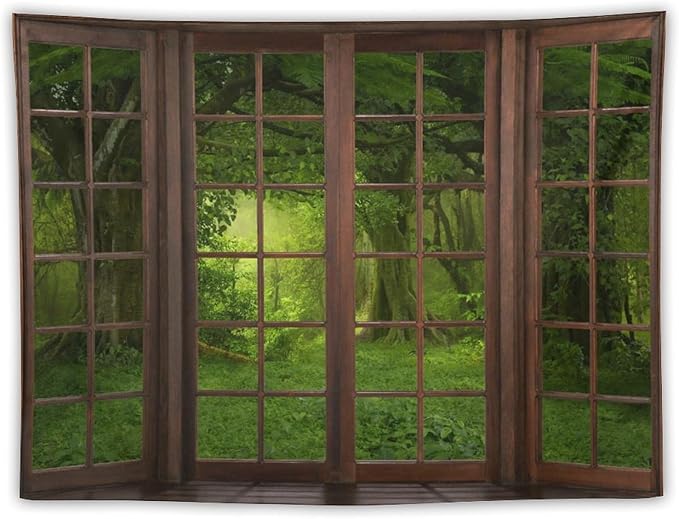 ZhiRain Landscape Forest Tapestry Wall Hanging Tropical Jungle Green Trees Foliage Woodland Nature Tapestries Home Decor for Living Room Bedroom Apartment Farmhouse Dorm 30"x40"