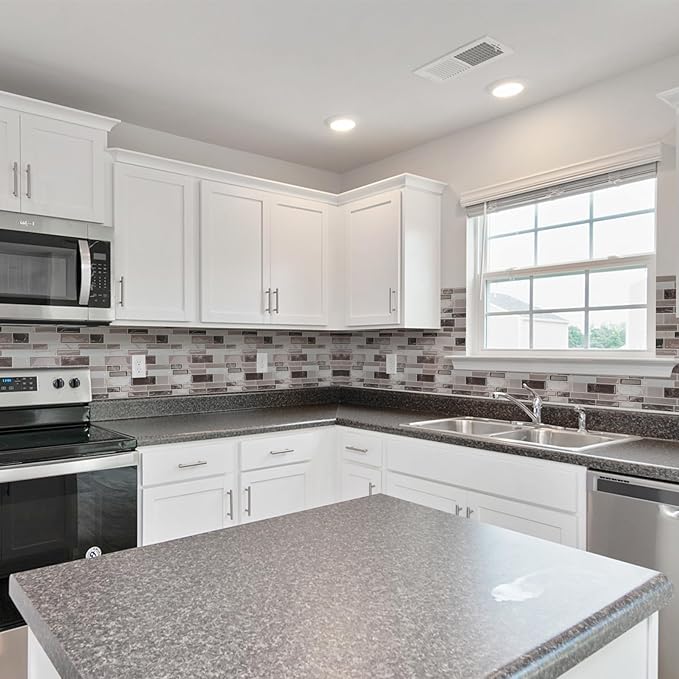 Art3d Peel and Stick Backsplash Tiles for Kitchen, 10-Sheet Self Adhesive Removable Stick On Vinyl Wall Tiles, 12" x 12",Brown Marble