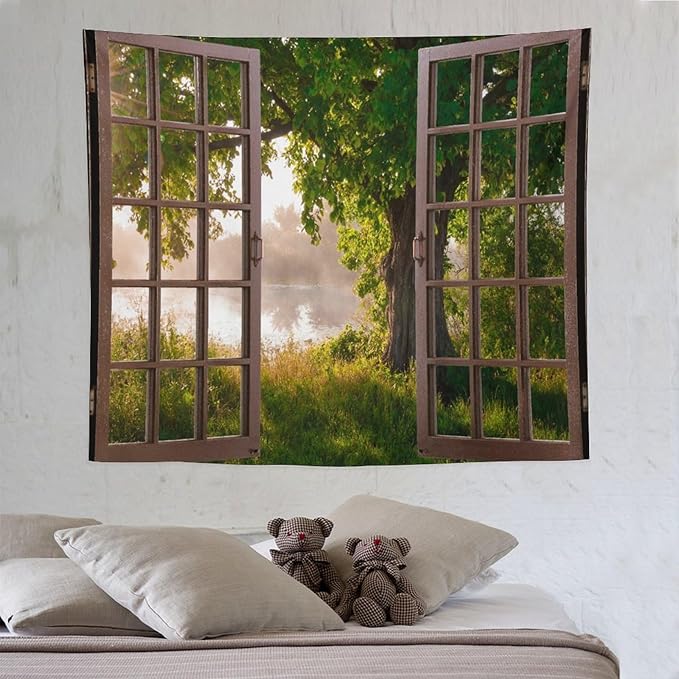 ZhiRain Tree Tapestry Wall Hanging Green Jungle Trees Nature Landscape Tapestries Home Decor for Living Room Bedroom Apartment Farmhouse Dorm 50"x60"