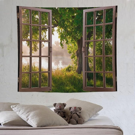 ZhiRain Tree Tapestry Wall Hanging Green Jungle Trees Nature Landscape Tapestries Home Decor for Living Room Bedroom Apartment Farmhouse Dorm 50"x60"