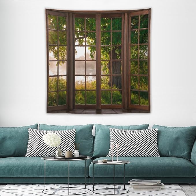 ZhiRain Tree Landscape Tapestry Wall Hanging Green Jungle Trees Nature Scenery Tapestries Home Decor for Living Room Bedroom Apartment Farmhouse Dorm 60"x60"