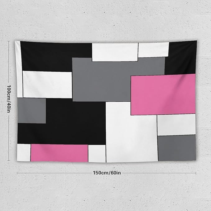 ZhiRain Pink,Black,White,Grey Tapestry Wall Hanging Geometry Pattern Digital Print Multicolor Tapestries Home Decor for Living Room Bedroom Farmhouse Apartment Dorm 40"x60"