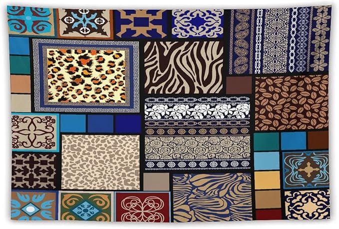 ZhiRain Boho Style Tapestry Wall Hanging Bohemian Ethnic Pattern Floral And Animal Skin Print Tapestries Home Decor for Living Room Bedroom Apartment Farmhouse Dorm 40"x60"