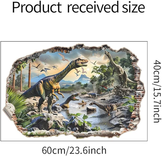 WALLMEII Safari Animals Wall Decor Decals Wall-Breaking Dinosaur World Jungle Animal Wall Stickers Removable Peel and Stick Baby Nursery Kids Boys Bedroom Living Room Art Murals Decoration