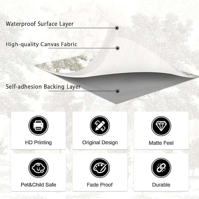 Zeeko Vintage Forest Wall Mural Peel and Stick 148" W x 98" H Beige Tree Wallpaper Self-Adhesive Large Nature Landscapes Murals Canvas Wall Decor for Bedroom Bathroom